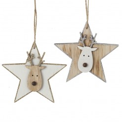Wood and Glitter Moose on Star Decorations